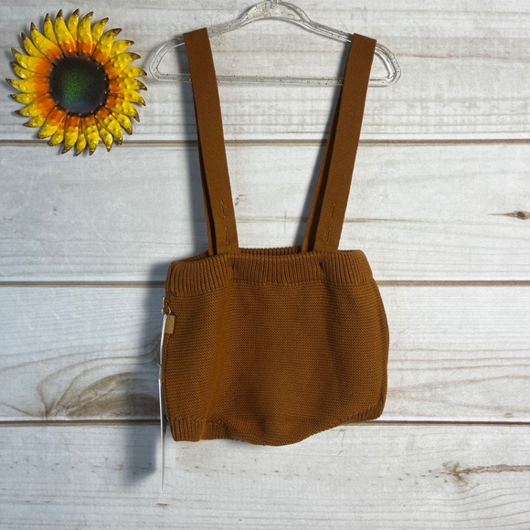 Goumi Kids Knit Suspender Bloomers Overalls Sienna 2T Organic Cotton - Picture 3 of 7